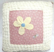Childs Girls Chenille &amp; Applique Throw Pillow Flower Bee Pink and Yellow Bedroom - £11.27 GBP