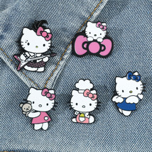 Free Ship-Sanrio Hello Kitty &amp;  Pin Enamel Lapel Brooch Cat Anime Kawaii Style - £9.05 GBP