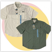 Classic Fit Tech Shirt XXL Green &amp; White Eddie Bauer Men&#39;s Sleeve Woven - £15.60 GBP+