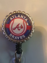 Atlanta Braves work Retractable Reel ID Badge Holder nurse secretary therapy Cna - £3.74 GBP