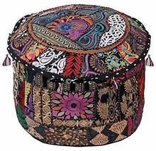 Patchwork Ottoman Pouf Cover Floor Cushion Cover Indian Vintage Pouffe Footstool - £16.43 GBP+