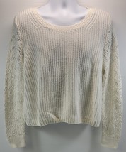 L) Lauren Conrad Woman Crochet Style White Pullover Shirt Top XL - $9.89