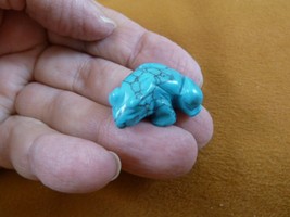 (Y-FRO-509) FROG teal Blue howlite gemstone stone FIGURINE 1&quot; little bab... - $8.59