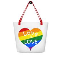 Autumn LeAnn Designs® | Rainbow Heart Love is Love Large Tote Bag - £29.81 GBP