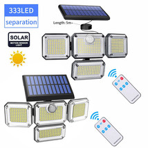 2Packs Solar Motion Sensor 333 Led Light Outdoor Garden Wall Security Flood Lamp - £48.52 GBP