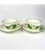 Poole Pottery Green Leaf Breakfast Cup and Saucer 2 sets - £19.45 GBP