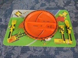 Constructive Eating Construction Combo Set 5 Pieces Plate Utensils Mat - £35.60 GBP