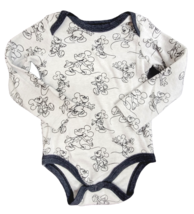Disney Baby Mickey Mouse 1-Pc  Long Sleeve Bodysuit 24M Gray w/ Black Print Trim - $4.70