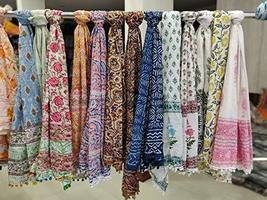 5-10 pieces mix lot Cotton Scarf, Women&#39;s Stole, Hand block printed mix lot pure - £39.10 GBP+