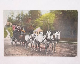 North Woodstock NH To Profile House 4 Horse Carriage w People Postcard Unposted - £19.02 GBP