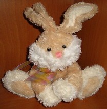 Gund Tan White Sunshine Bunny Plush Stuffed Plaid Bow Rabbit Easter Lovey Animal - £12.74 GBP