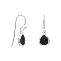 Sterling Silver Black Onyx Wire Earrings - £13.59 GBP
