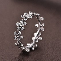 S925 Sterling Silver Dazzling Daisy Meadow With Clear CZ Ring Woman Jewelry  - £13.51 GBP
