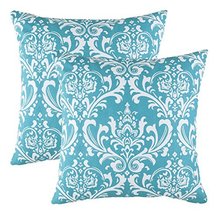 TreeWool (Pack of 2) Decorative Throw Pillow Covers Damask Accent in 100% Cotton - £18.28 GBP