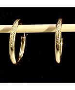 ARI Stunning 1 3/8” Gold Vermeil Dangle Hoop Earrings - £38.95 GBP