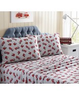 Kute Kids Super Soft 4-Piece Fire Trucks Geometric Microfiber Full Sheet... - $215.18 MXN