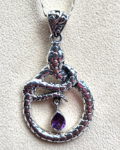 Bali Legacy Amethyst Snake Pendant in Sterling Silver 0.75 ctw 20 Inch 2mm Chain - £34.43 GBP