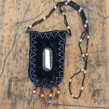 Velvet Beaded Pouch Medicine Bag Trinket Pouch Necklace Boho Festival Ha... - $21.78