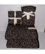 NWT Rachel Zoe 8 Piece 100% Cotton Bath Towel Set Black Tan Leopard Anim... - €90,80 EUR