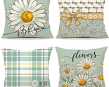 Spring Summer Throw Pillow Covers 18 X 18 Inch Set of 4, Bloom Daisy Flo... - £18.51 GBP