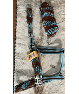 FUZZY Halter and Lead Horse Size Turquoise and Brown NEW - £19.90 GBP