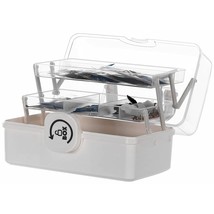 Plastic Storage Box With 3-Tier Fold Tray,Tool Organizer Portable Handled Case,P - £31.96 GBP