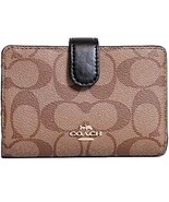 Coach Signature pvc Medium Corner Zip Wallet F23553 Khaki Black NWT LQQK - $123.02 CAD