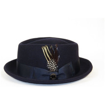 Bruno Capelo Hat Wool Fedora Diamond Crown Santana Stingy Brim SA204 Navy image 4