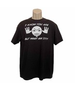 I Know Who You Are But What Am I Emoji Graphic T-Shirt Size L Black Shor... - $19.80