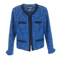 Womens Size Small Painted Pony Blue Textured Tweed Blazer Jacket Made in USA - £20.12 GBP
