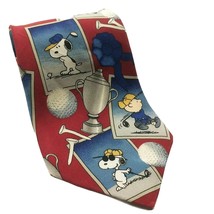 Peanuts Golf Tee Time Snoopy Lucy Charlie Brown Linus Necktie 100% Silk - £16.89 GBP