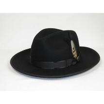 Mens Hat BRUNO CAPELO Australian Wool Wide Brim Fedora Melrose MR370 Black image 3