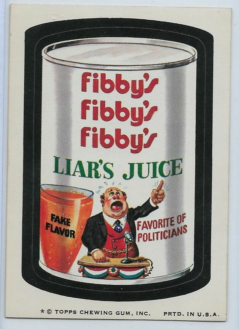 Fibby&#39;s Liars Juice 1974 Wacky Packages Series 7 spoof of Libby&#39;s Tomato... - $4.99