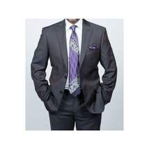 Mens DKNY 100% Wool Two Button Notch Lapel Slim fit Shark Texture 1364 Dark Gray image 6