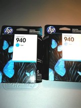 LOT OF 2 HEWLETT PACKARD  HP  940 CYAN  GENUINE INK CARTRIDGE EXPIRE 5/1... - $10.88