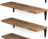 Wall Shelf Set Of 4, 17&quot;X6&quot; Burned Finish, By Wallniture Arras,, And Sto... - £32.98 GBP