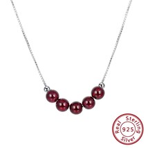 ORSA JEWELS Silver Necklaces 925 Red Natural Stone Garnet Beads Necklace For Wom - £17.67 GBP