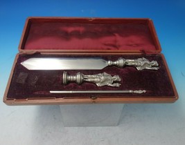 English Silverplate Desk Set 3pc Knife Seal Pen in Original Fitted Box (#5888) - £380.36 GBP