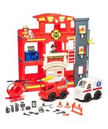 Fire Station Emergency Vehicle Playset with Light &amp; Sound. 31 Pieces, To... - $45.05