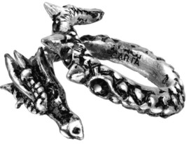 Alchemy Gothic Dragon Curl Vis Viva Wrap Ring Draconic Black Crystal Eyes R183 - £25.91 GBP