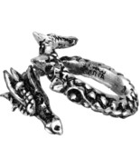 Alchemy Gothic Dragon Curl Vis Viva Wrap Ring Draconic Black Crystal Eye... - $32.95