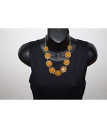 Chunky Yellow Orange Ombre Color Acrylic Stone Square Gold Tone Necklace... - €10,38 EUR