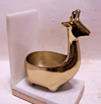 Vintage Solid Brass Giraffe Bookend / Door Stop 1pc 8.5”tall White Marbl... - $24.72