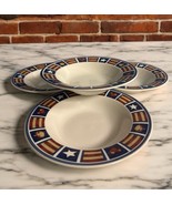 Set Of 4 TIENSHAN AMERICANA SOUP CEREAL BOWLS  PATRIOTIC STARS STRIPES  ... - $28.21