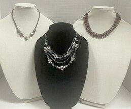 3 Sparkling Purple Necklaces with Rhinestones Vintage - $285.10 MXN