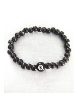 8 BALL ROUND ACRYLIC BEAD ON BLACK PORCELAIN BEADS STRETCH BRACELET 7 - 8&quot; - $9.81 CAD