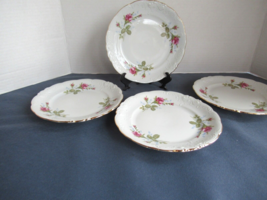 Wawel Poland  Rose Garden set of 4 dinner plates  dishes gold trim 10-1/2&quot;W - £23.25 GBP