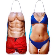 2 Pack Funny Creative Cooking Apron With Adjustable Long Waist Ties Muscle Man B - £33.99 GBP