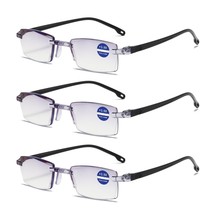 3PK Rimless Blue Light Blocking Reading Glasses Diamond Cut Edge Readers for Men - £7.66 GBP