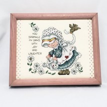 Girl Birds Country Joy Laughter Picture Framed Handmade Finished Cross S... - £29.38 GBP